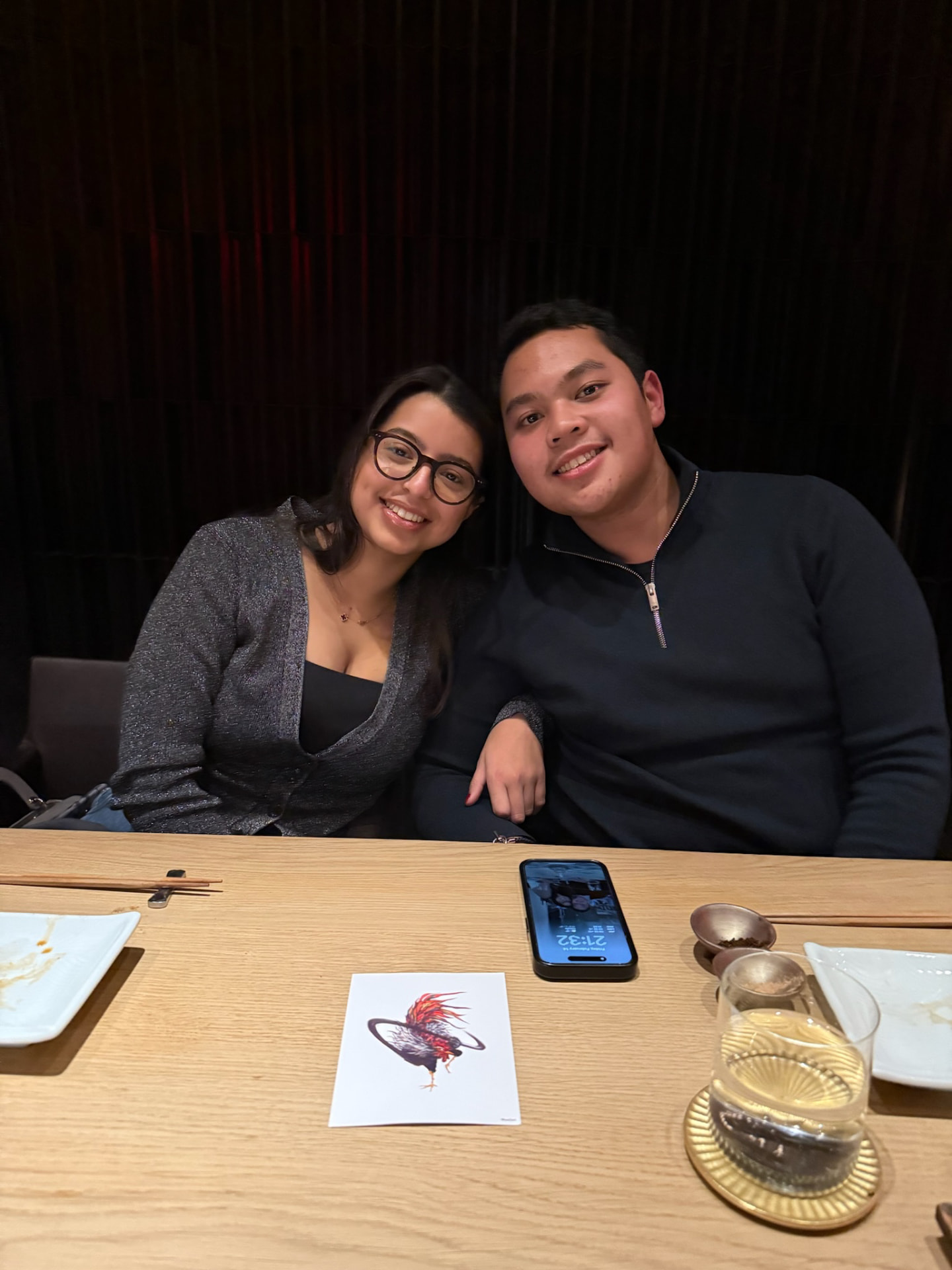 Us at a dinner table together
