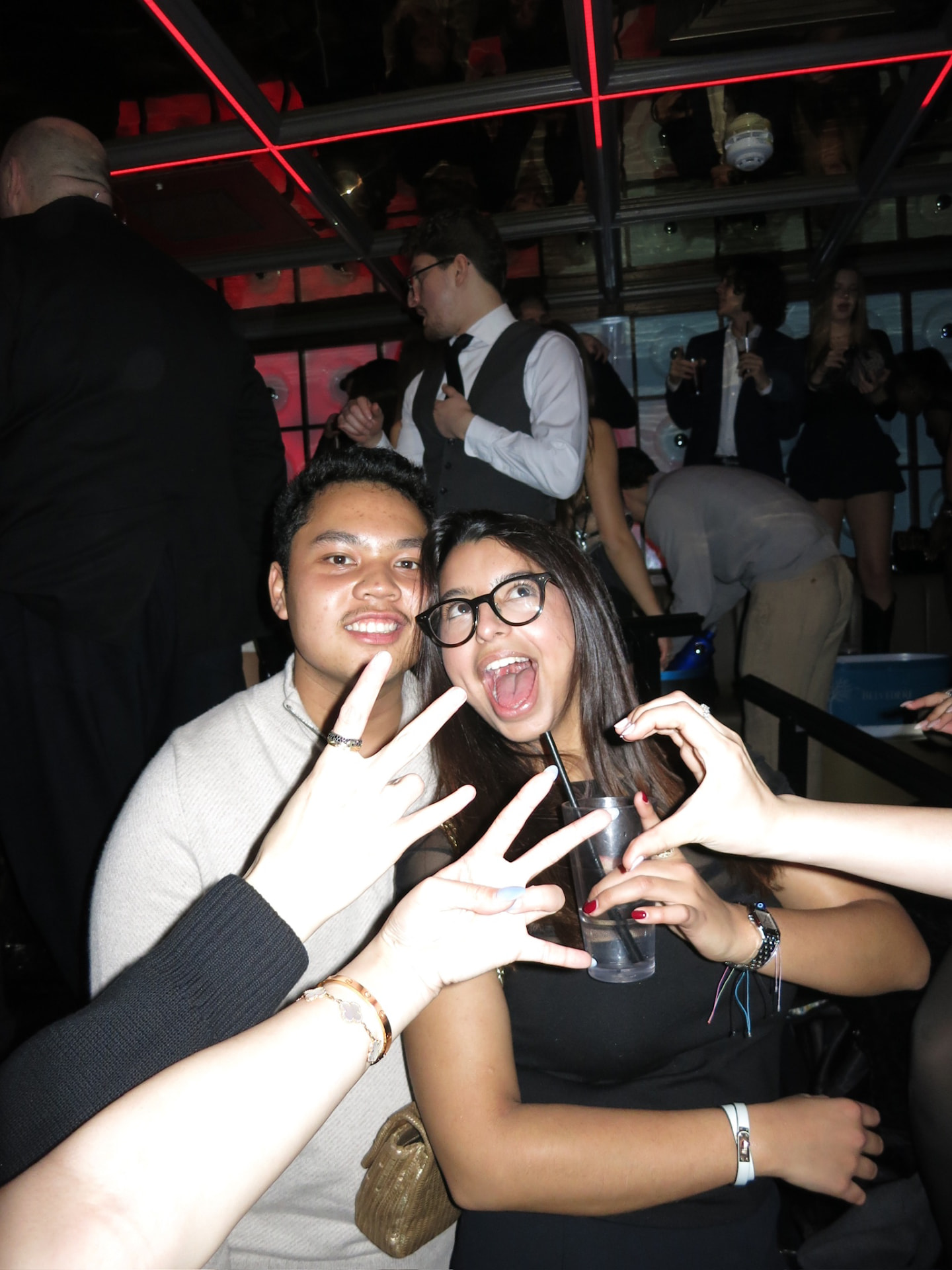 Us celebrating together at a party